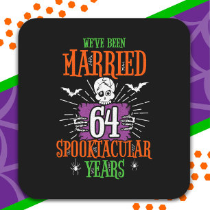 Halloween Spooktacular 64th Wedding Anniversary Square Sticker