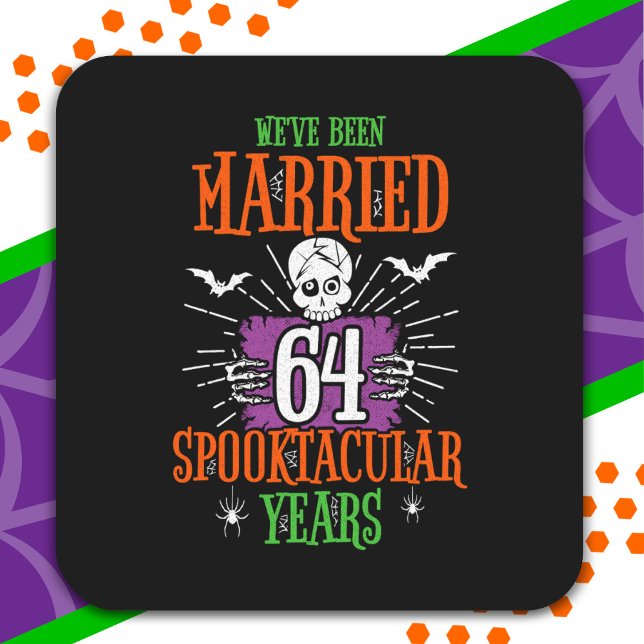 Halloween Spooktacular 64th Wedding Anniversary Square Sticker (Creator Uploaded)