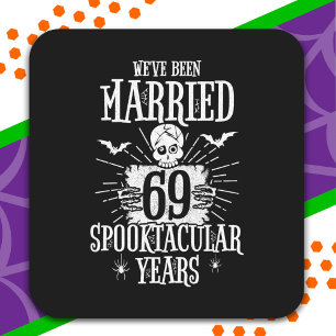 Halloween Spooktacular 69th Wedding Anniversary Square Sticker