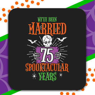 Halloween Spooktacular 75th Wedding Anniversary Square Sticker