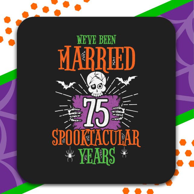 Halloween Spooktacular 75th Wedding Anniversary Square Sticker (Creator Uploaded)