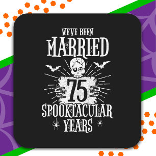 Halloween Spooktacular 75th Wedding Anniversary Square Sticker