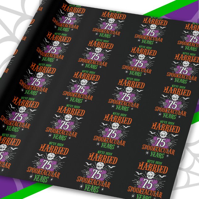 Halloween Spooktacular 75th Wedding Anniversary Wrapping Paper (Creator Uploaded)