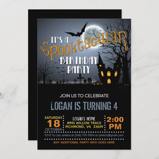 Halloween Spooktacular Birthday Party Invitation (Front/Back)