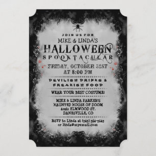 Halloween Spooktacular Black & Grey Gothic Invite