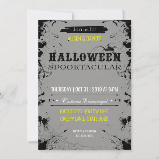 Halloween Spooktacular Black & Grey ink Invitation