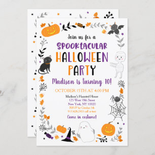 Halloween Spooktacular Ghost Pumpkin Birthday Invitation