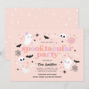 Halloween Spooktacular Party Cute Pink Ghost Invitation