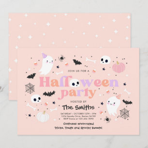 Halloween Spooktacular Party Cute Pink Ghost Invitation