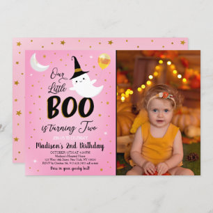 Halloween Spooktacular Pink Ghost Birthday Invitation
