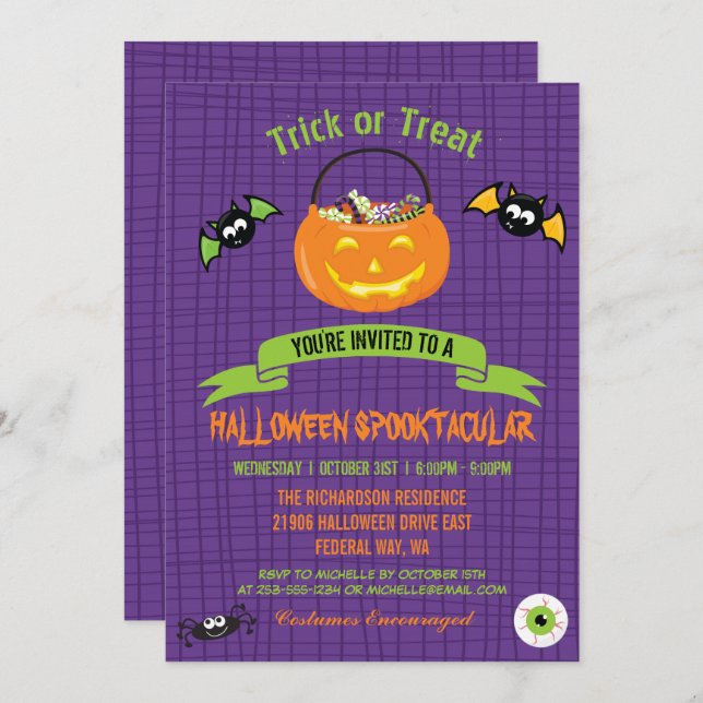 Halloween Spooktacular Pumpkin Party Invitation (Front/Back)