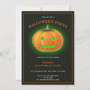 Halloween Spooktacular Pumpkin Smile Grunge Invitation