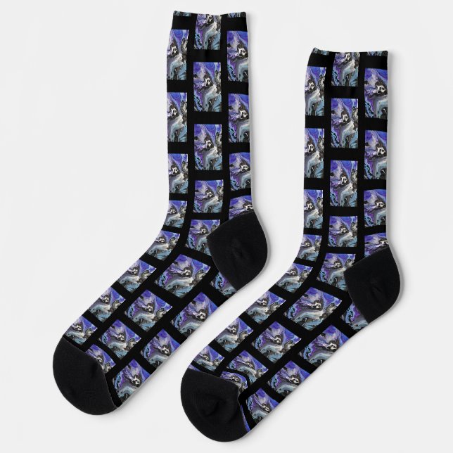 Halloween Spooky Abstract Skeleton Socks (Left)