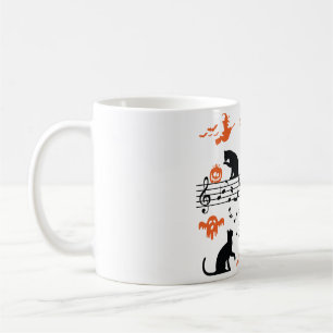 Halloween Spooky and Scary Cats Playing Music Note Coffee Mug