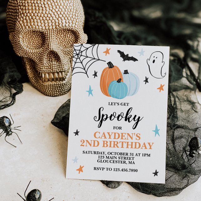 Halloween Spooky Birthday Blue Pumpkins Invitation (Creator Uploaded)
