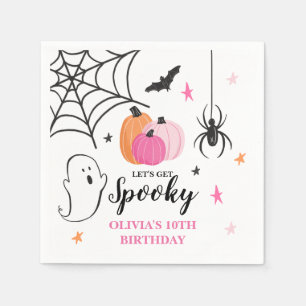 Halloween Spooky Birthday pink Pumpkins Napkins