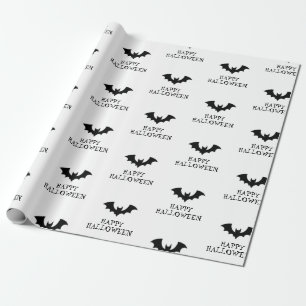 Halloween Spooky Black and white Bats Pattern     Wrapping Paper