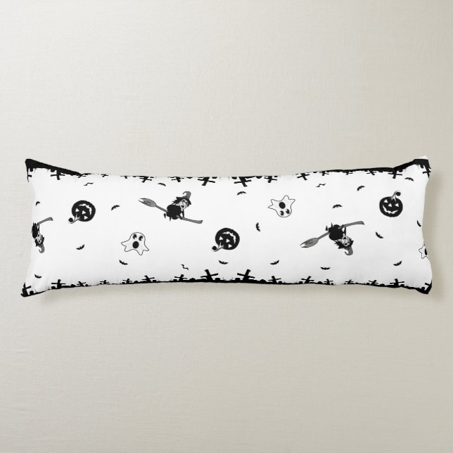 Halloween Spooky  Black and White  Body Cushion (Front)