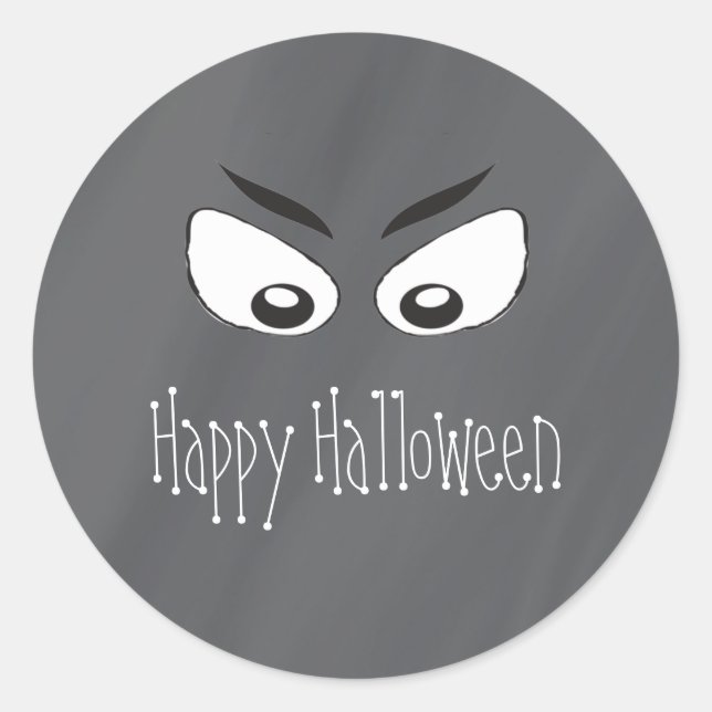 Halloween Spooky Black and White Scary Eyes Classic Round Sticker (Front)
