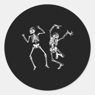 Halloween Spooky Bones Skull Dancing Skeleton Classic Round Sticker