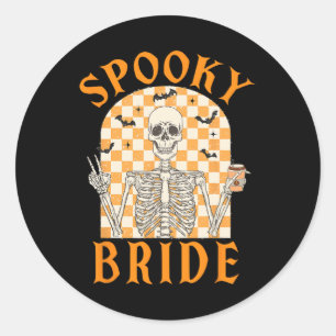 Halloween Spooky Bride Bridesmaid Skeleton  Classic Round Sticker