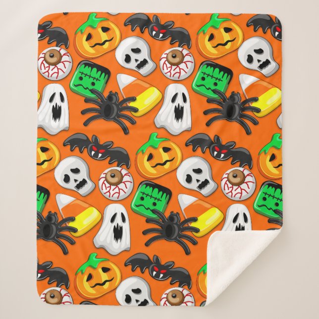 Halloween Spooky Candies Party     Sherpa Blanket (Front)