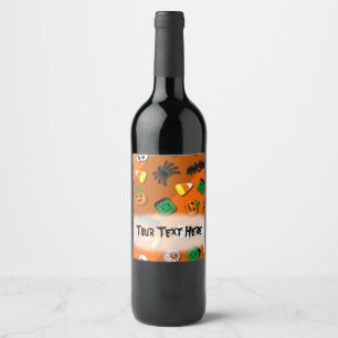 Halloween Spooky Candies Party Wine Label