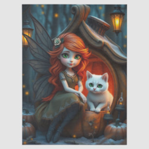 Halloween Spooky Cat and Fairy Fantasy Tissue Pap Paper