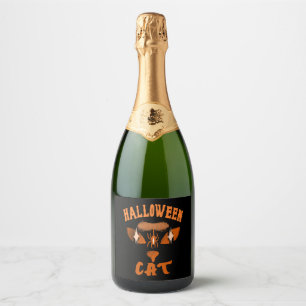 Halloween, Spooky Cat Eyes Halloween Sparkling Wine Label