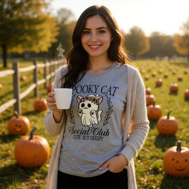 Halloween Spooky Cat Social Club Funny Tri-Blend Shirt (Creator Uploaded)