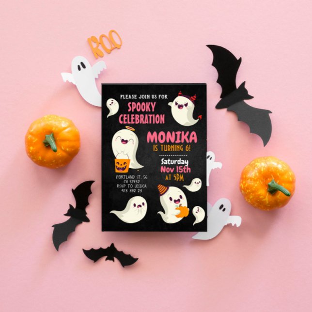 Halloween Spooky Cute Ghost Girl Birthday Invitation (Creator Uploaded)