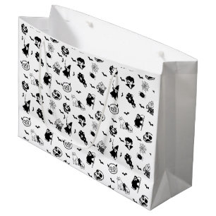 Halloween Spooky Cute Pattern Holiday Horror Black Large Gift Bag