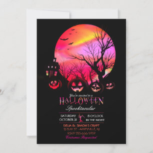 Halloween Spooky Dark Full Moon Jack O Lantern Invitation