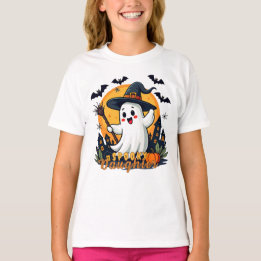 Halloween Spooky Daughter Ghost with Witch Hat  T-Shirt