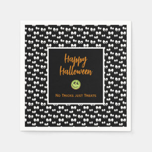 Halloween spooky eyes green cookie no tricks napkin