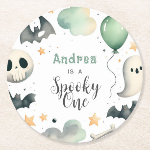 Halloween Spooky first one Round Paper Coaster