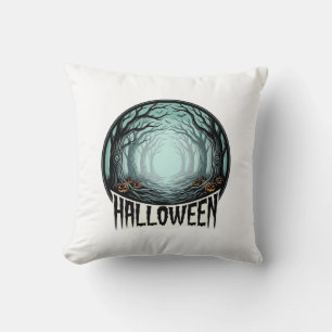 Halloween Spooky Forest Vintage Engraving Design_1 Cushion