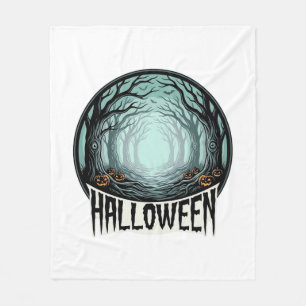 Halloween Spooky Forest Vintage Engraving Design_1 Fleece Blanket