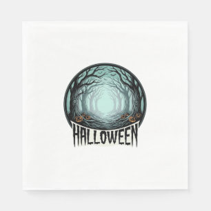 Halloween Spooky Forest Vintage Engraving Design_1 Napkin