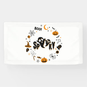 Halloween Spooky Ghost 1.6x3 Vinyl Banner