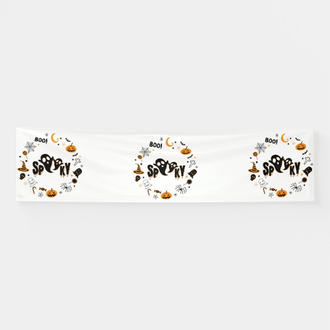 Halloween Spooky Ghost 2.5x10 Vinyl Banner (Horizontal)