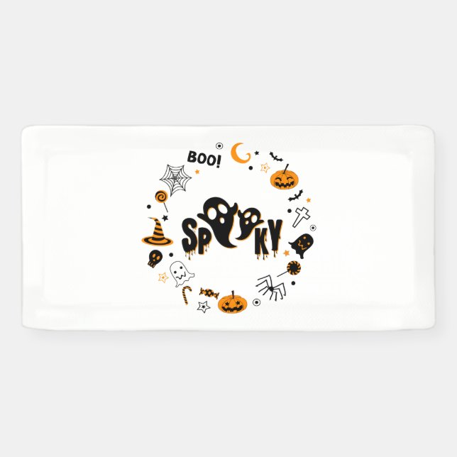 Halloween Spooky Ghost 2x1 Vinyl Banner (Horizontal)