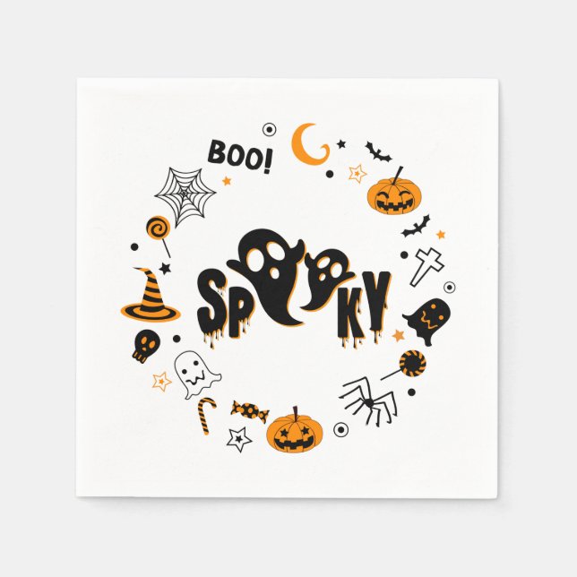 Halloween Spooky Ghost 3 Ply Napkins (Front)