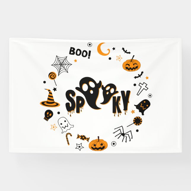 Halloween Spooky Ghost 4x6 Vinyl Banner (Horizontal)