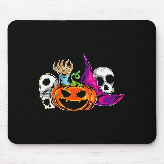 Halloween Spooky Ghost Bones Skull Halloween Mouse Pad (Front)