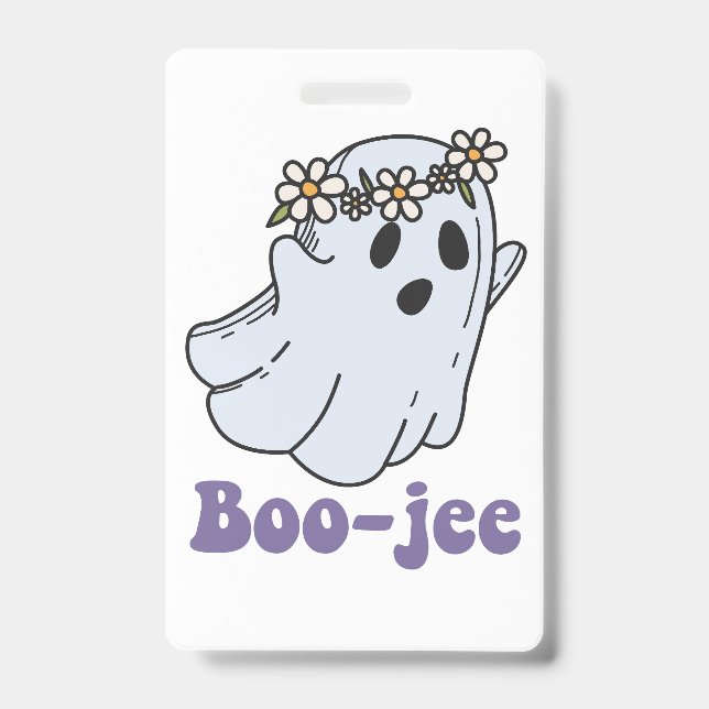 Halloween Spooky Ghost Boo Jee Boo  ID Badge (Front)