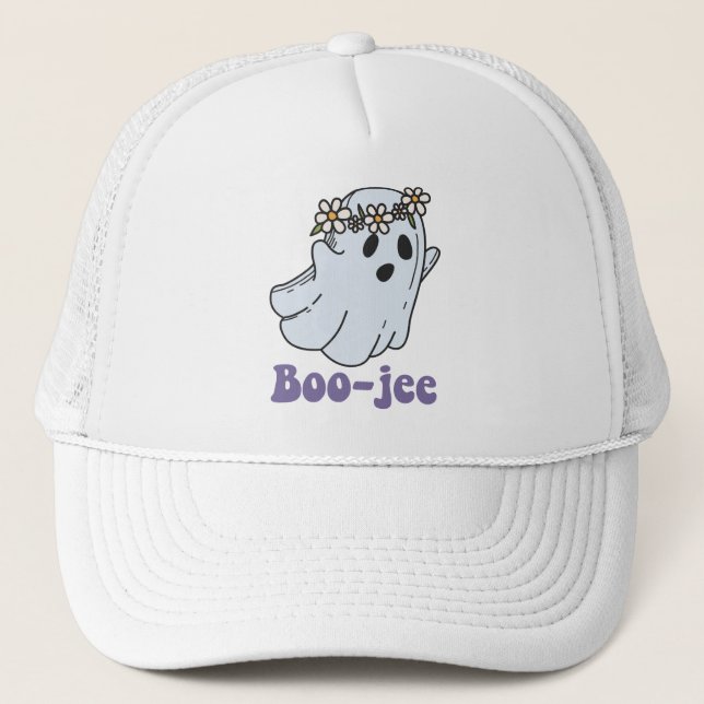 Halloween Spooky Ghost Boo Jee Boo  Trucker Hat (Front)