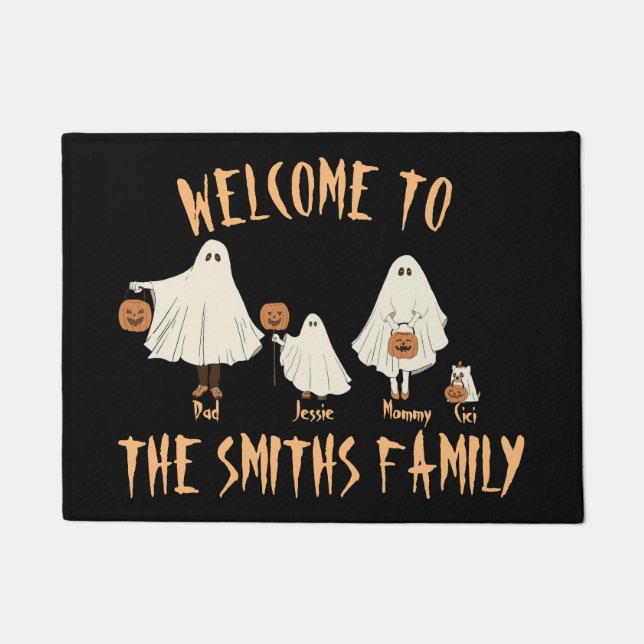 Halloween spooky ghost family  doormat (Front)