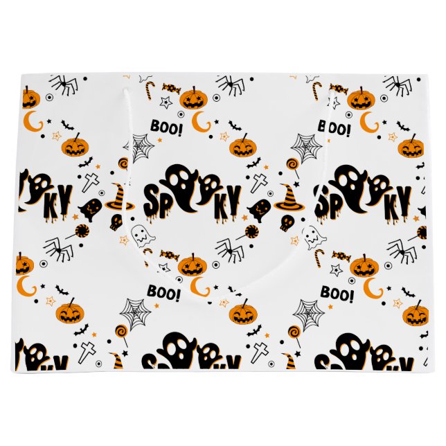 Halloween Spooky Ghost Large Gift Bag (Front)