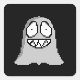 Halloween Spooky Ghost – Retro Pixel Art Style Square Sticker